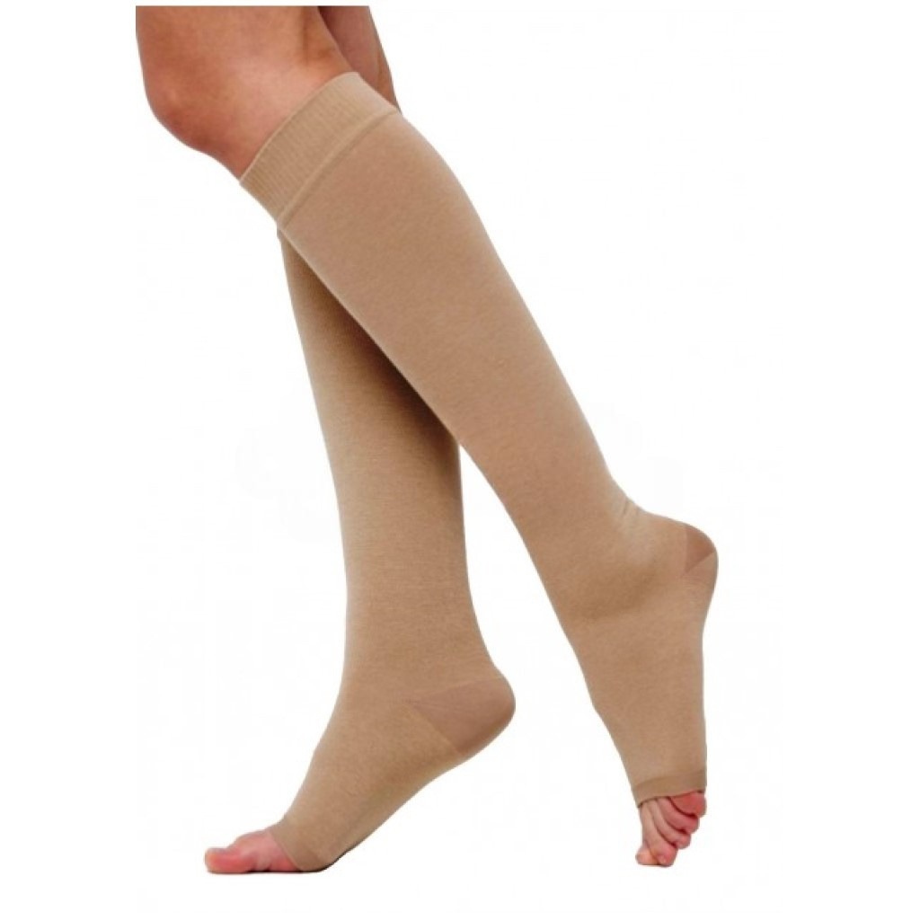 Чулки компрессионные до колена с открытым мыском, 2 класс компрессии, р. 3, пара, 1 шт, телесного цвета фото