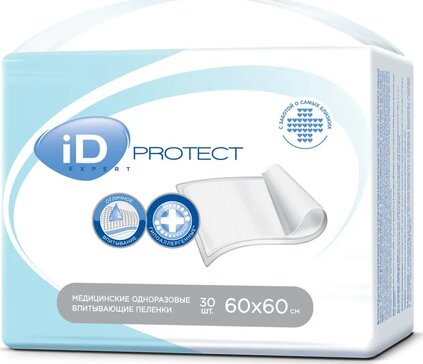 ID Protect Expert пеленки одноразовые впитывающие, 60 см x 60 см, 30 шт. фото