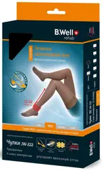 B.Well Med Чулки компрессионные прозрачные, 2 класс компрессии (22-32 mmHg), р. 3, пара, 1 шт, черного цвета, арт. JW-222, с ажурной резинкой фото