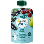 Фрутоняня Десерт, пюре, 90 г, 1 шт, вишня + черная рябина + черная смородина, с сахаром фото