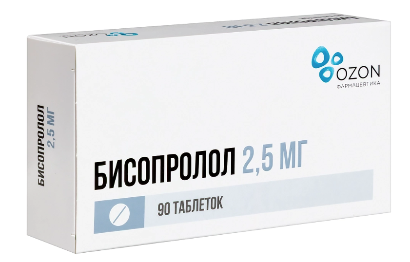 Бисопролол, 2.5 мг, таблетки, покрытые пленочной оболочкой, 90 шт. фото