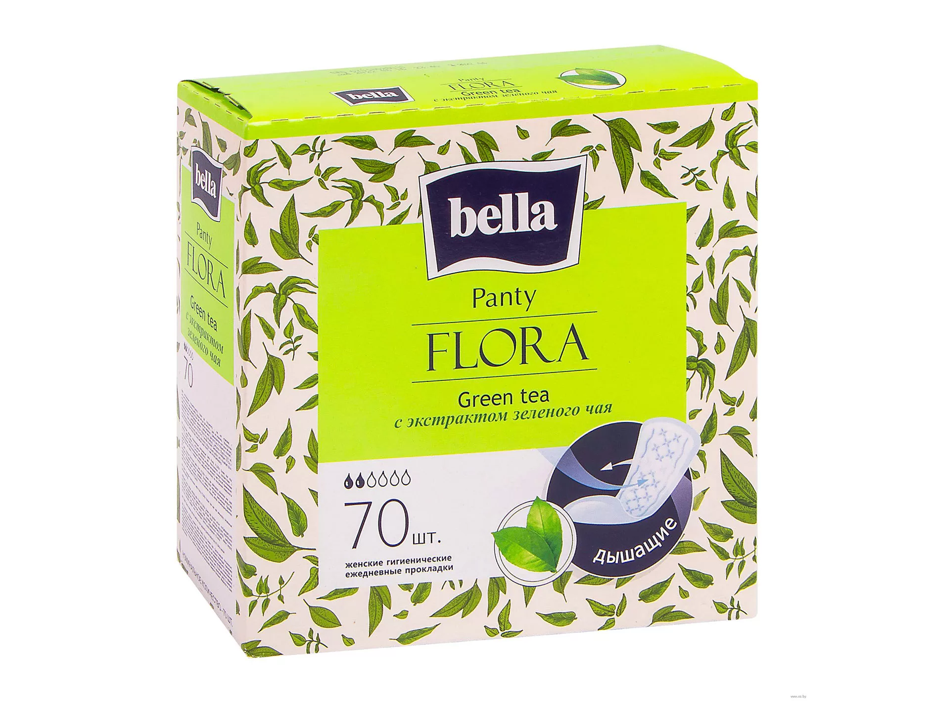 Bella Flora, прокладки ежедневные, 70 шт, зеленый чай, 2 капли фото