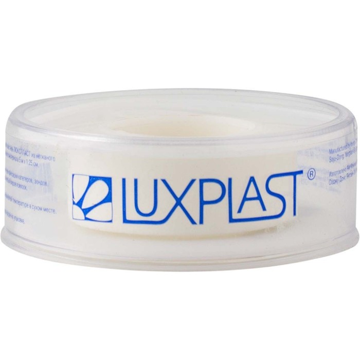 Luxplast Пластырь фиксирующий, 1.25 х 500 см, лейкопластырь, 1 шт, белого цвета, нетканая основа фото