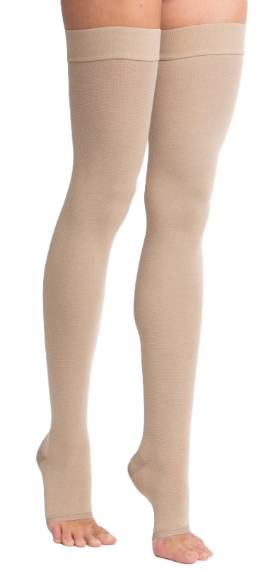 Чулки компрессионные кругловязаные до бедра с открытым мыском, 2 класс компрессии, р. 5, 1 шт, телесного цвета фото