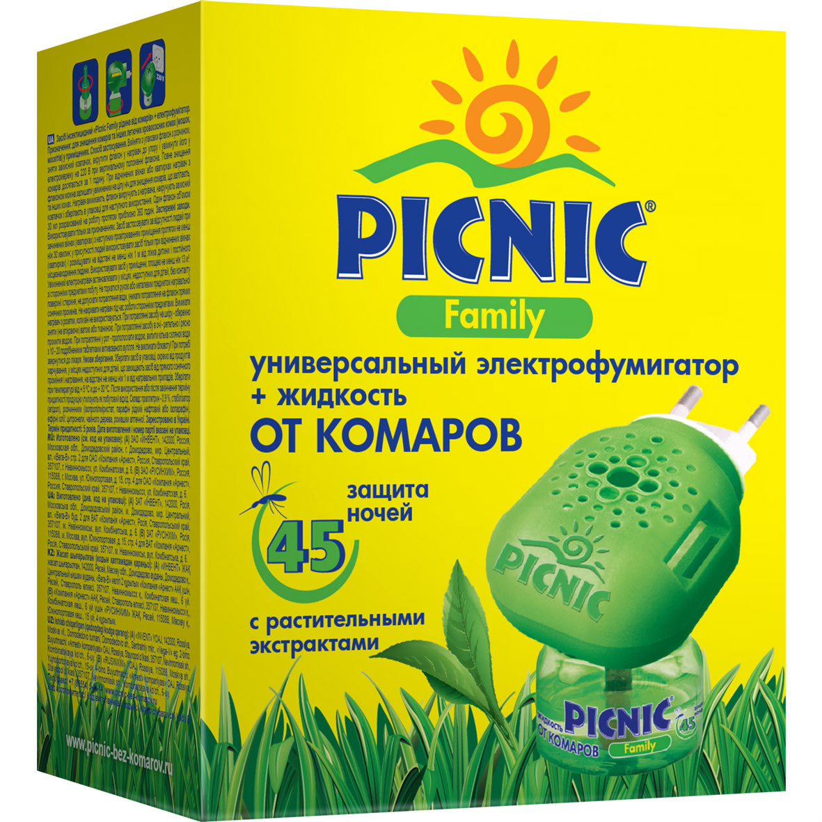 Picnic Family  Фумигатор + жидкость от комаров, на 45 ночей, 30 мл, 1 шт. фото