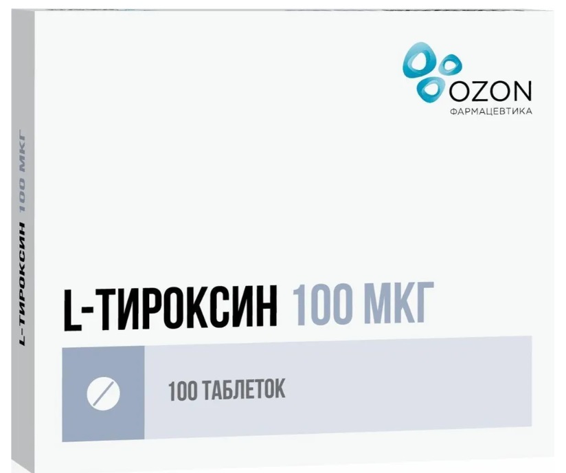 L-Тироксин, 100 мкг, таблетки, 100 шт. фото