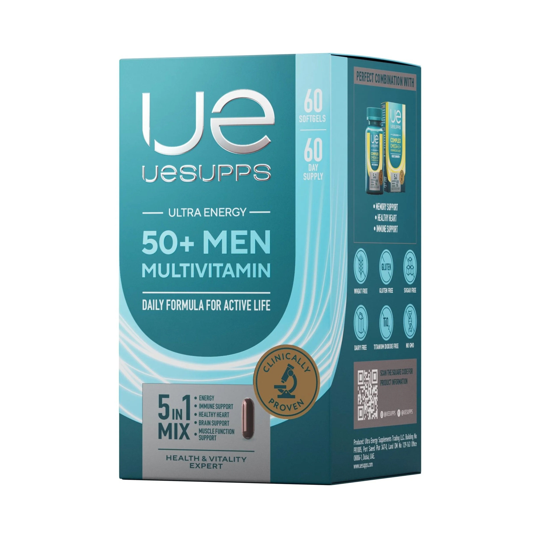 Uesupps Ultra Energy Мен мультивитамин формула 50+, каплеты, 60 шт. фото