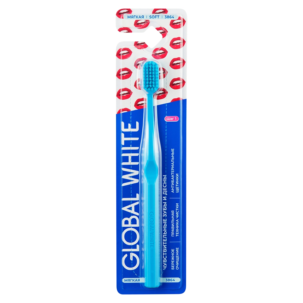 Global White Щетка зубная, щетка зубная, 1 шт, мягкая фото