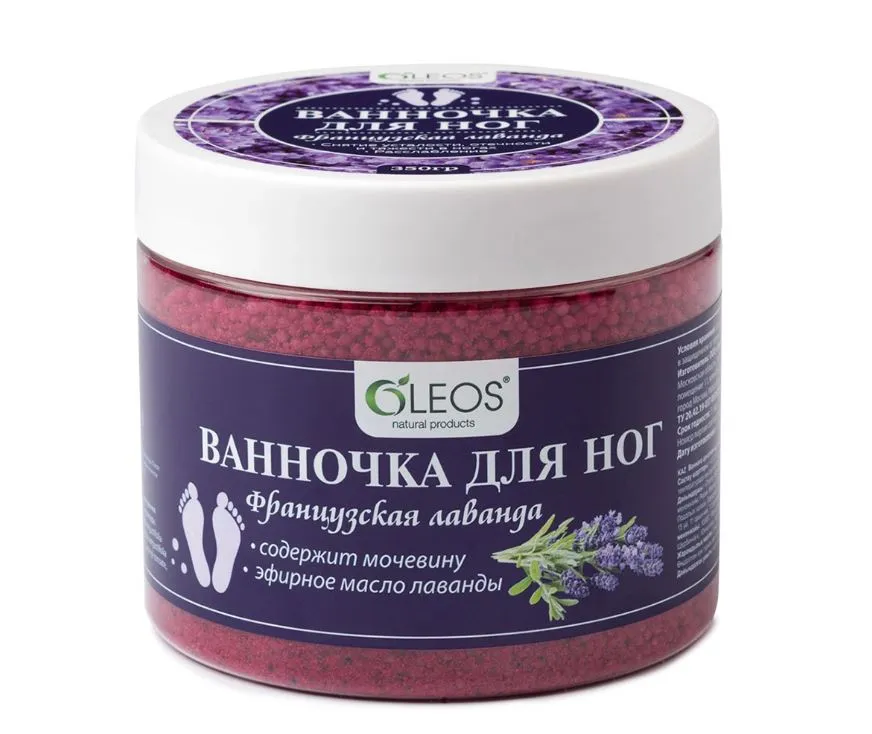 Oleos Ванночка для ног, соль для ванн, 350 г, 1 шт, французская лаванда фото