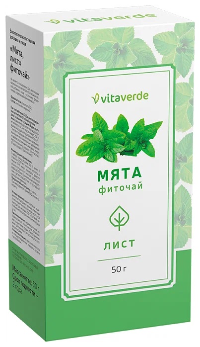 Vitaverde Мята перечная листья, фиточай, 50 г, 1 шт. фото