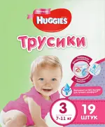 Huggies Подгузники-трусики детские, р. 3, 19 шт, 7-11 кг, для девочек фото
