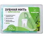 Happy life Зубная нить с зубочисткой, 50 м, нить зубная, 1 шт, мята фото