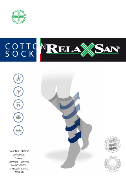 Relaxsan Cotton Socks Гольфы с хлопком 1 класс компрессии Унисекс, р. 3, пара, 1 шт, черного цвета, арт. 820 (18-22 мм рт.ст.) фото