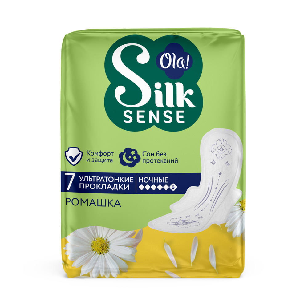 Ola! Silk Sense Ultra deo night Прокладки ночные ромашка, прокладки гигиенические, 7 шт. фото