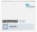 Бисопролол, 10 мг, таблетки, покрытые пленочной оболочкой, 90 шт. фото