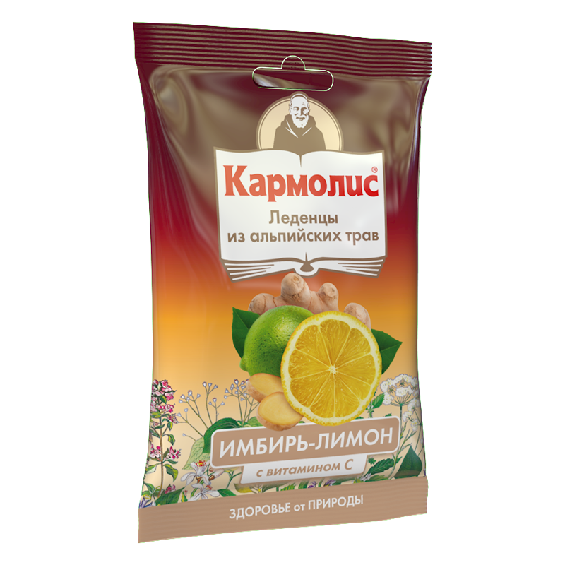 Кармолис Леденцы, леденцы, 75 г, 1 шт, имбирь + лимон фото