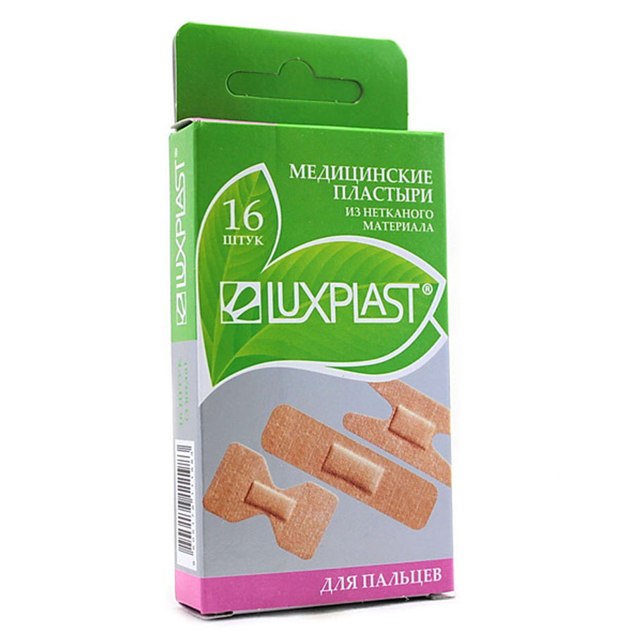 Luxplast Пластырь для пальцев, лейкопластырь, 16 шт, телесного цвета, нетканая основа фото