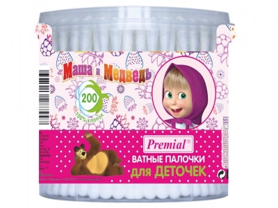 Premial Ватные палочки, ватные палочки в стакане, 200 шт. фото