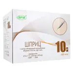 SFM Шприц инъекционный одноразовый 3-х компонентный, 10 мл, шприц в комплекте с иглой, 100 шт, 21G (0.80х40) фото 