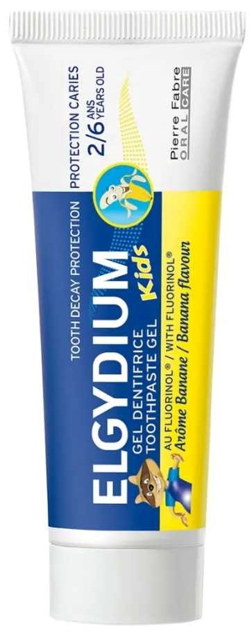 Эльгидиум Kids, паста гелевая зубная, 50 мл, 1 шт, банан, 2-6 лет фото