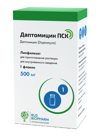 Даптомицин ПСК, 500 мг, лиофилизат для приготовления раствора для внутривенного введения, 1 шт. фото