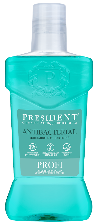 PresiDENT Profi Antibacterial Ополаскиватель, раствор для полоскания полости рта, 250 мл, 1 шт. фото