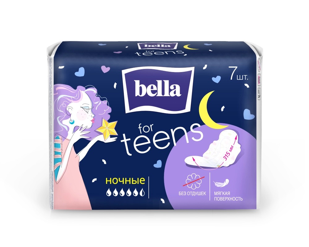 Bella for teens Прокладки ночные  с мягкой поверхностью, прокладки гигиенические, 7 шт, 5,5 капель фото
