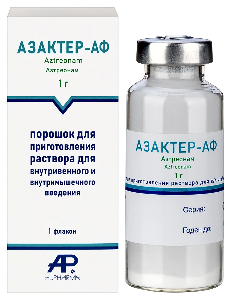 Азактер-АФ, 1 г, порошок для приготовления раствора для внутривенного и внутримышечного введения, 1 шт. фото