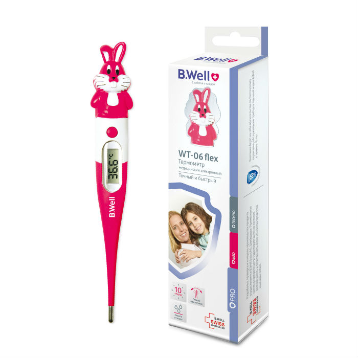 Термометр электронный B.Well WT-06 flex Кролик, 1 шт, с гибким наконечником фото
