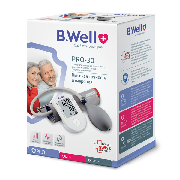 Тонометр полуавтоматический B.Well PRO-30, 1 шт. фото