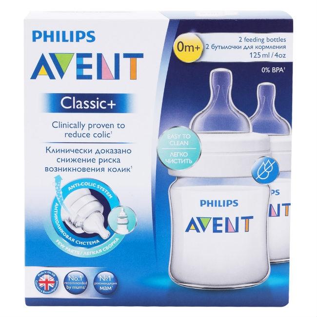 Avent Classic+ Бутылочка полипропиленовая, 125 мл, 2 шт, арт. SCF560/27 фото