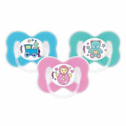 Малыши и малышки Lubby Соска-пустышка силиконовая с колпачком и со скошенным соском, 0 +, 1 шт, арт. 11402 фото