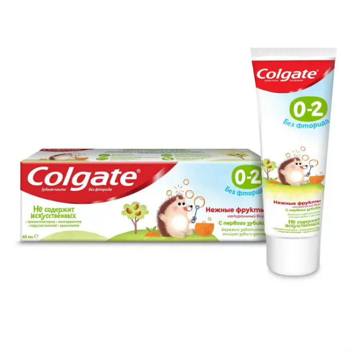 Colgate Детская Зубная паста Нежные фрукты, 40 мл, 1 шт, с 0 до 2 лет, без фторида фото
