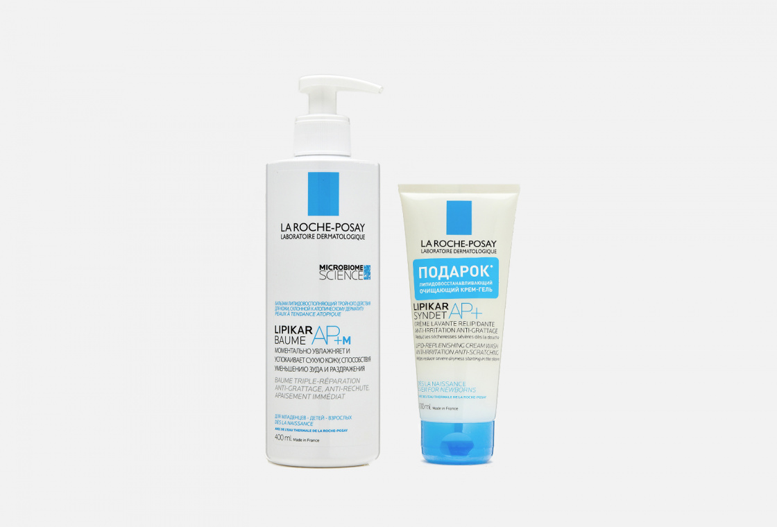 La Roche-Posay Lipikar АР+M бальзам тройного действия 400 мл + Lipikar Syndet AP+ крем-гель 100 мл, набор, 1 шт. фото