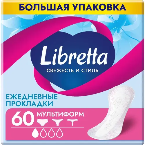 Libretta прокладки ежедневные свежесть и стиль мультиформ, прокладки ежедневные, 60 шт. фото