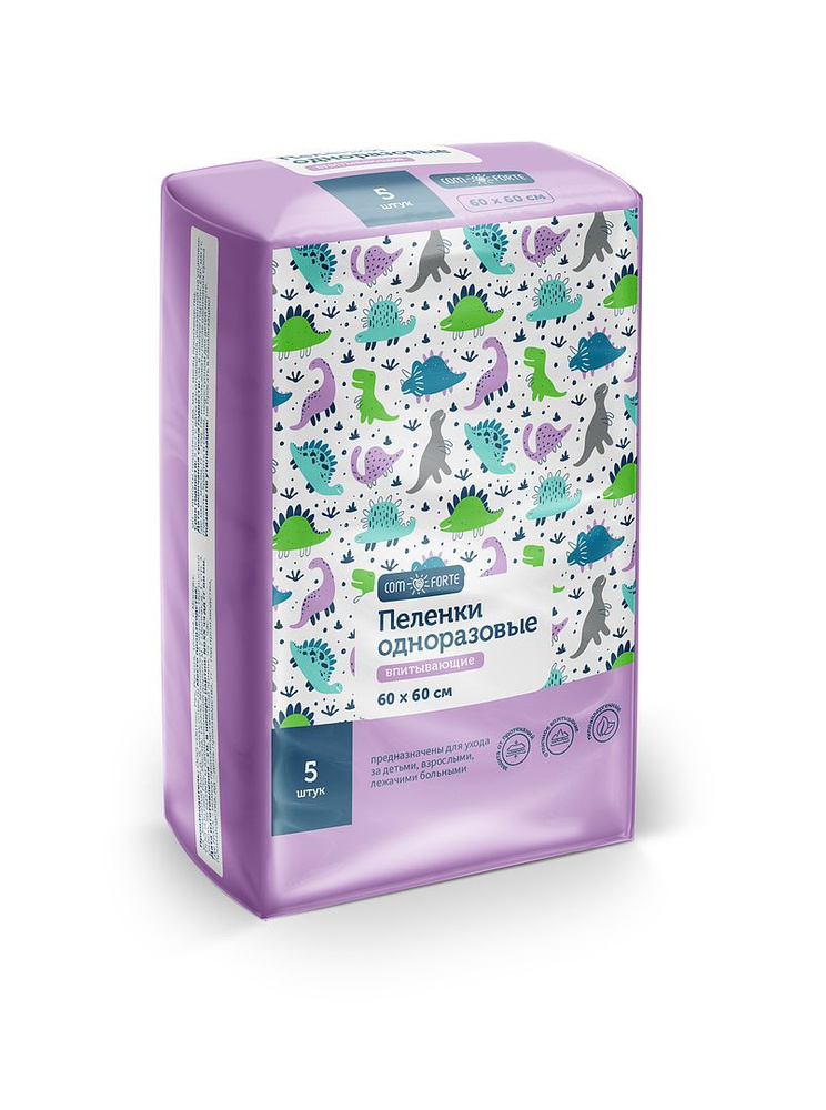 ComForte Пеленки впитывающие, 60 см x 60 см, 5 шт, для детей фото