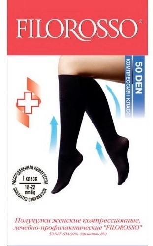Filorosso гольфы компрессионные лечебно-профилактические 50 den 1 класс компрессии, р. 1, 1 шт, черные фото