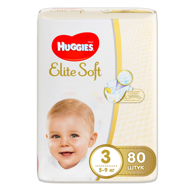 Huggies Elite Soft Подгузники детские одноразовые, р. 3, 80 шт, 5-9 кг фото