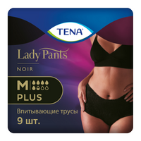 Tena Lady Pants Plus Впитывающие трусы, Medium M (2), трусы урологические, 9 шт, черного цвета, 75-105 см фото