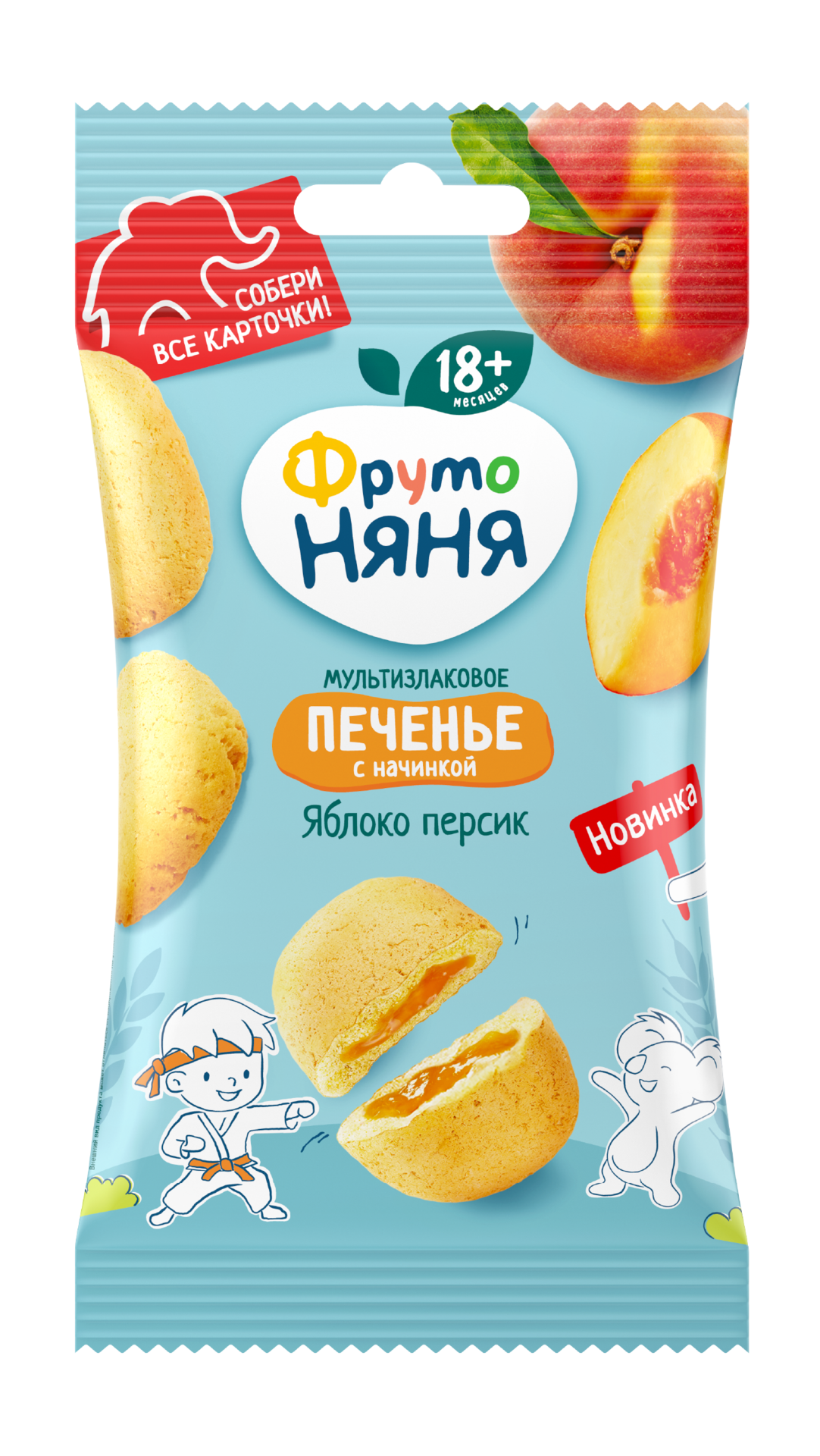 Фрутоняня печенье мультизлаковое, 50г, 1 шт, яблоко + персик фото