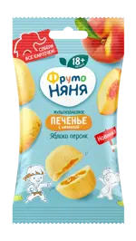 Фрутоняня печенье мультизлаковое, 50г, 1 шт, яблоко + персик фото 