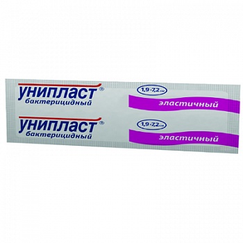 Унипласт Лейкопластырь бактерицидный эластичный, 1.9 см х 7.2 см, пластырь медицинский, 1 шт, из эластичной ткани фото