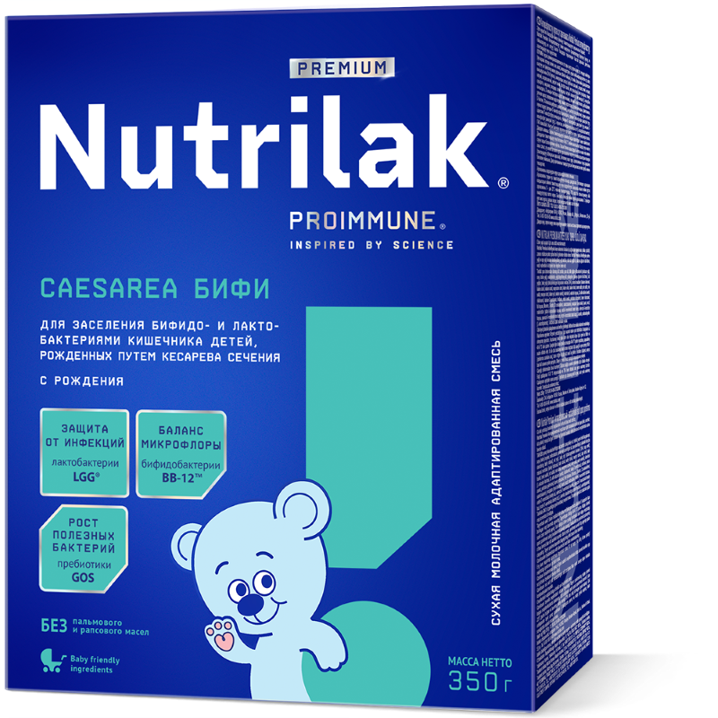 Nutrilak Premium Caesarea БИФИ Смесь адаптированная для детей рожденных путем кесарева сечения, 0+ мес, смесь молочная сухая, 350 г, 1 шт. фото