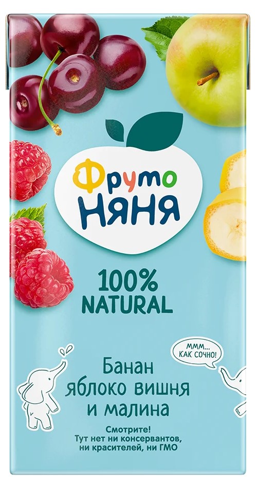 Фрутоняня Нектар, сок, 500 мл, 1 шт, банан + яблоко + вишня + малина фото