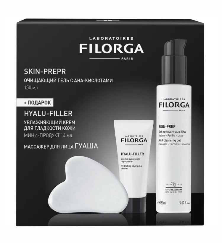 Filorga Skin-Prep гель очищающий 150 мл + крем увлажняющий 14 мл + гуаша, набор, 1 шт. фото