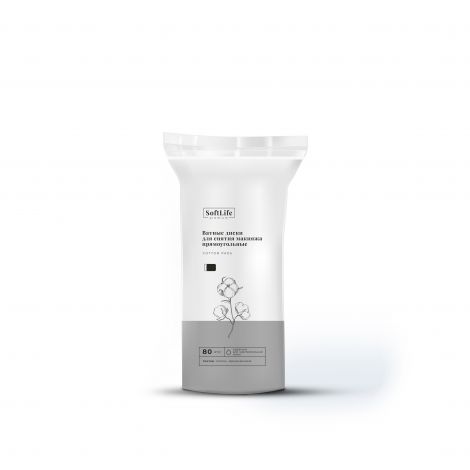 СофтЛайф Премиум ватные диски прямоугольные черные, 80 шт. фото