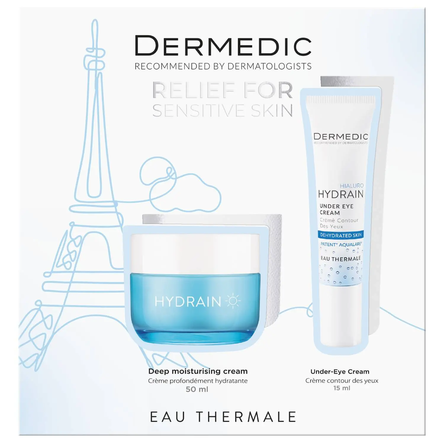 Дермедик Hydrain дневной крем SPF 15 50 мл + крем для век 15 мл, набор, 1 шт. фото