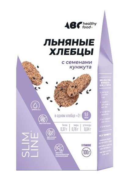 ABC Хэлси Фуд Хлебцы льняные, хлебцы, 100 г, 1 шт, семена кунжута фото