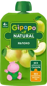 Gipopo детское пюре, 4+ мес, пюре, 90 г, 1 шт, яблоко фото