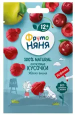 Фрутоняня Фруктовые кусочки без сахара, 15 г, 1 шт, яблоко + вишня фото